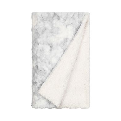 Home Collection Light Gray Faux-Fur Tie Dye Throw Blanket