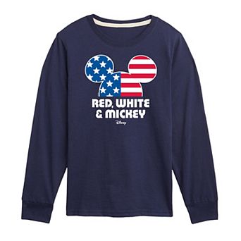 Disney's Mickey Mouse Boys 8-20 Red White & Mickey Long Sleeve Graphic Tee