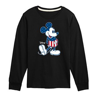 Disney's Mickey Mouse Boys 8-20 Flag Pattern Long Sleeve Graphic Tee