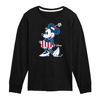 Disney's Minnie Mouse Boys 8-20 Flag Pattern Long Sleeve Graphic Tee