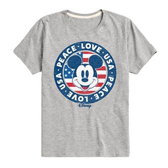 Disney's Mickey Mouse Boys 8-20 Peace Love USA Graphic Tee