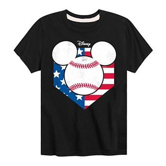 Disney's Mickey Mouse Boys 8-20 Baseball Diamond Flag Graphic Tee