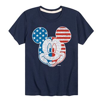 Disney's Mickey Mouse Boys 8-20 Face Stars & Stripes Graphic Tee
