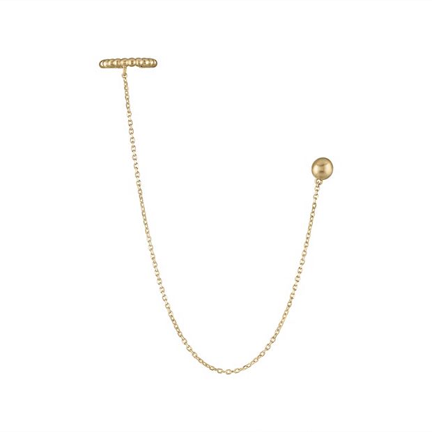 Amella Jewels 14k Gold Beaded Ear Cuff with Chain