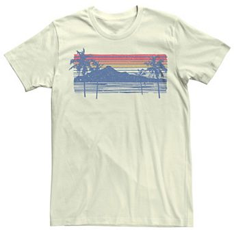 Men's Oasis Desert Sunset Palm Trees Lines Graphic Tee