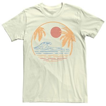 Men's Beach Palm Trees Wave Circle Graphic Tee