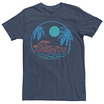 Men's Beach Palm Trees Wave Circle Graphic Tee