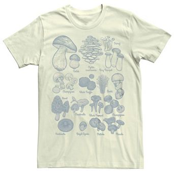 Men's Mushrooms Chart Drawing Graphic Tee