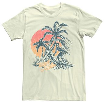Men's Wave Rider Surfer Palm Trees Graphic Tee