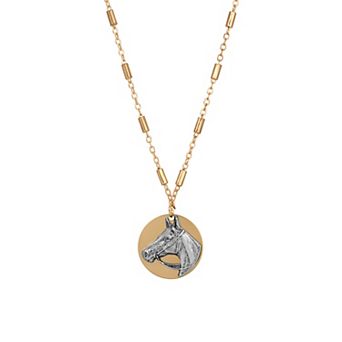 1928 Two-Tone Horse Head Pendant Necklace