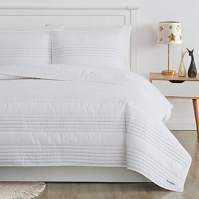 Crayola Multicolor Pick Stitch White Quilt Set