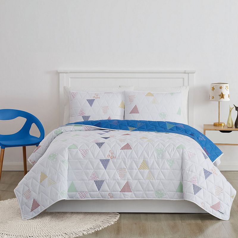 Crayola Triangle Embroidered Quilt Set, Multicolor, Full/Queen