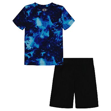 Boys 4-7 Under Armour UA Logo Tee & Galaxy Dye Shorts Set