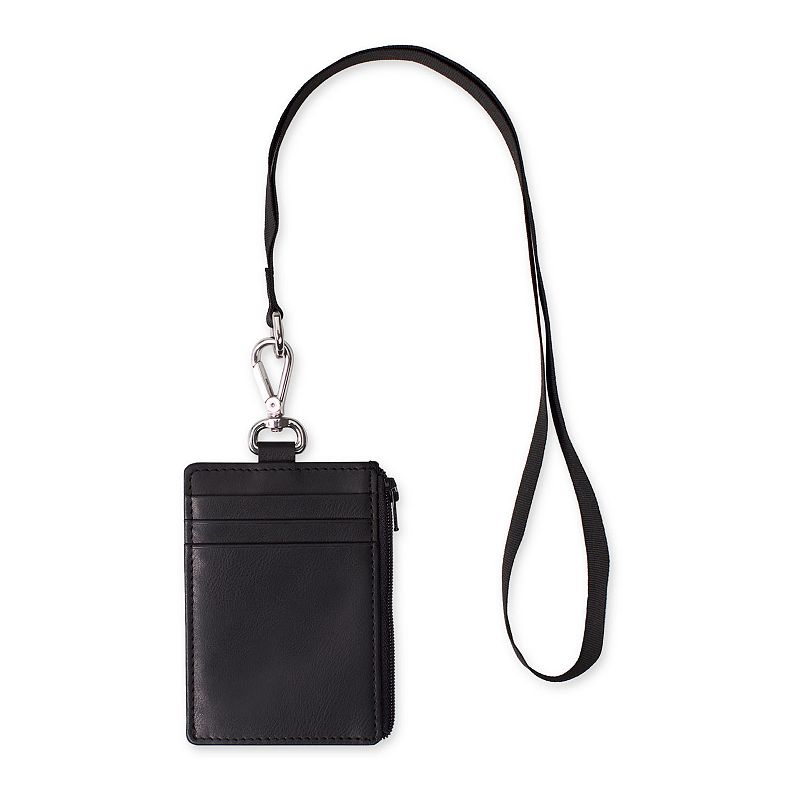 Men's Exact Fit Hanging Card Case RFID-Blocking Wallet with Lanyard