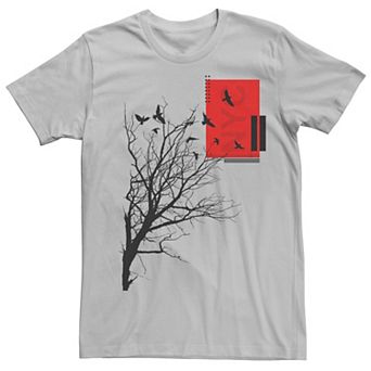 Men's Flying Birds Branches Silhouettes Graphic Tee