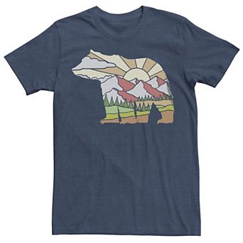 Men's Bear Silhouette Filled Landscape Graphic Tee