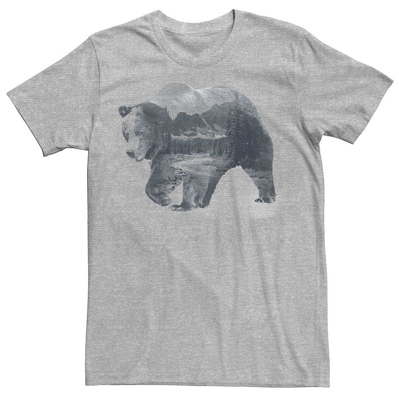 Unbranded Men's Bear Filled River Landscape Graphic Tee, Size: XXL, Athletic Grey