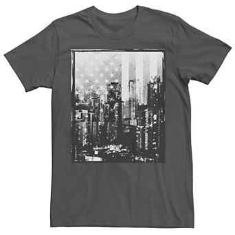 Men's City Skyline USA Flag Distressed Graphic Tee