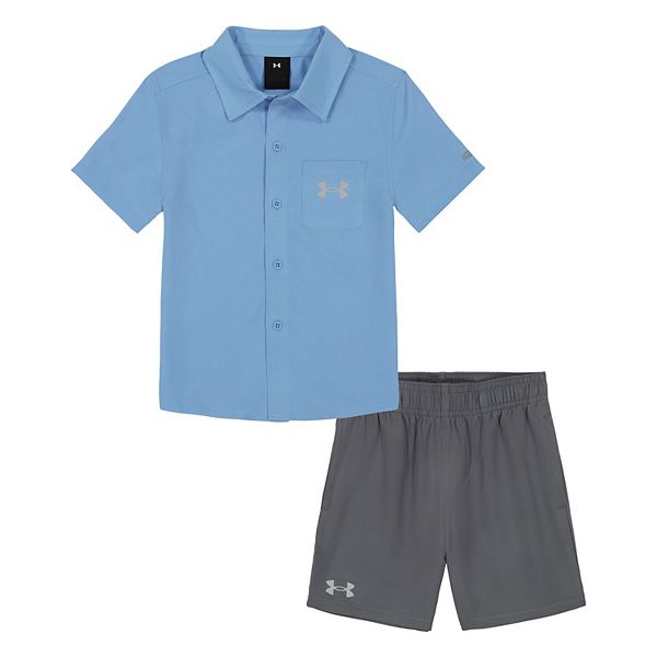 Toddler Boy Under Armour Short Sleeve Button Down Shirt & Shorts Set