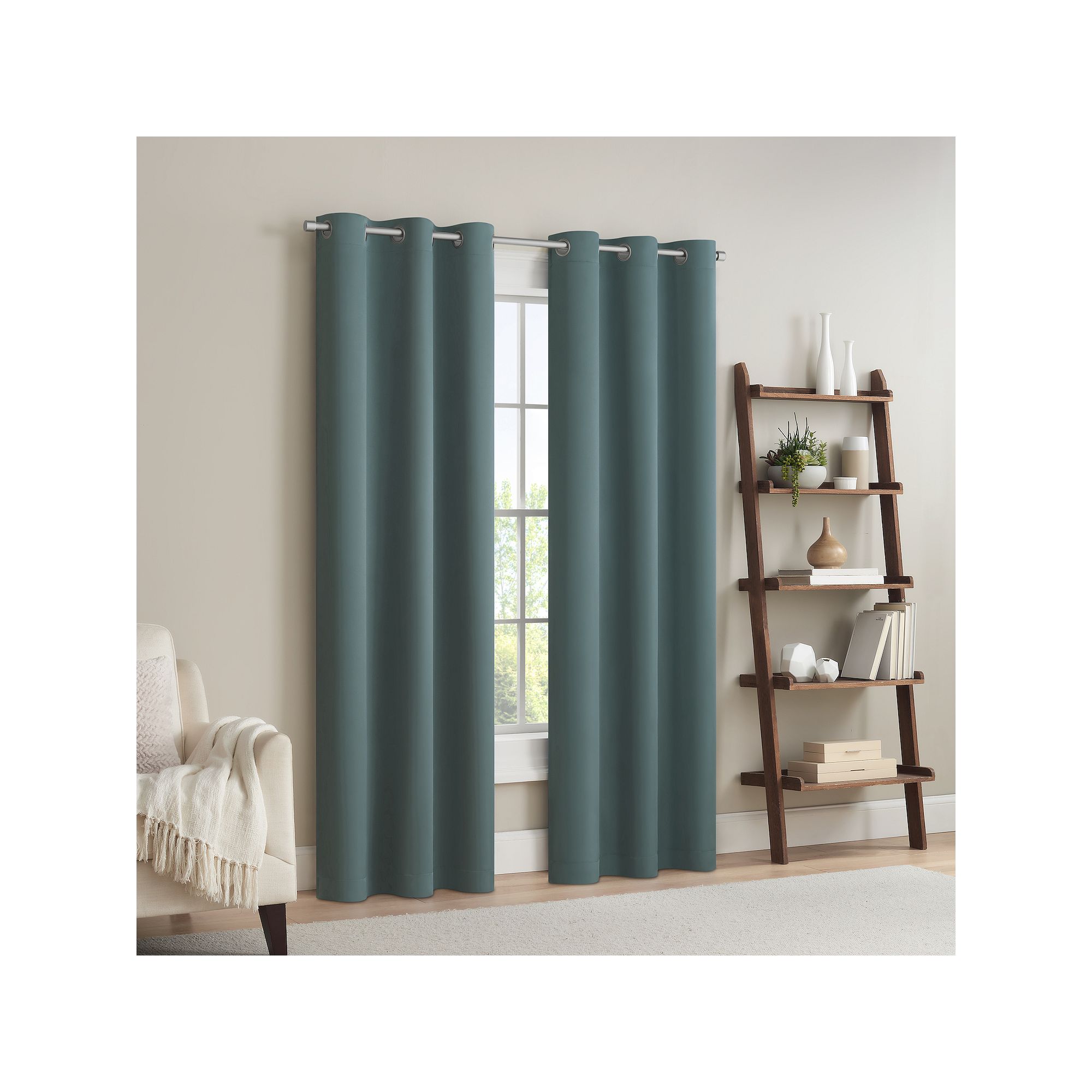 eclipse Magnitech Milos 100% Blackout 2 Window Curtain Panels, Blue