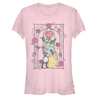 Disney's Juniors' Beauty And the Beast Stained Glass Dance Scene Fitted Tee