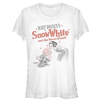 Disney's Juniors' Snow White & Dopey Distressed Portrait Fitted Tee