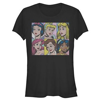 Disney's Juniors' Disney Princesses Pop Art Portraits Fitted Tee