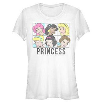 Disney's Juniors' Disney Princess Boxed Transparent Portraits Fitted Tee