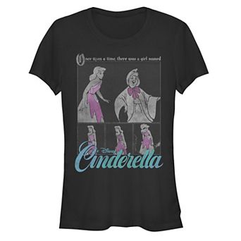 Disney's Juniors' Cinderella Movie Poster Pane Long Sleeve Fitted Tee