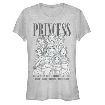 Disney's Juniors' Disney Princesses Sketch Concept Fitted Tee