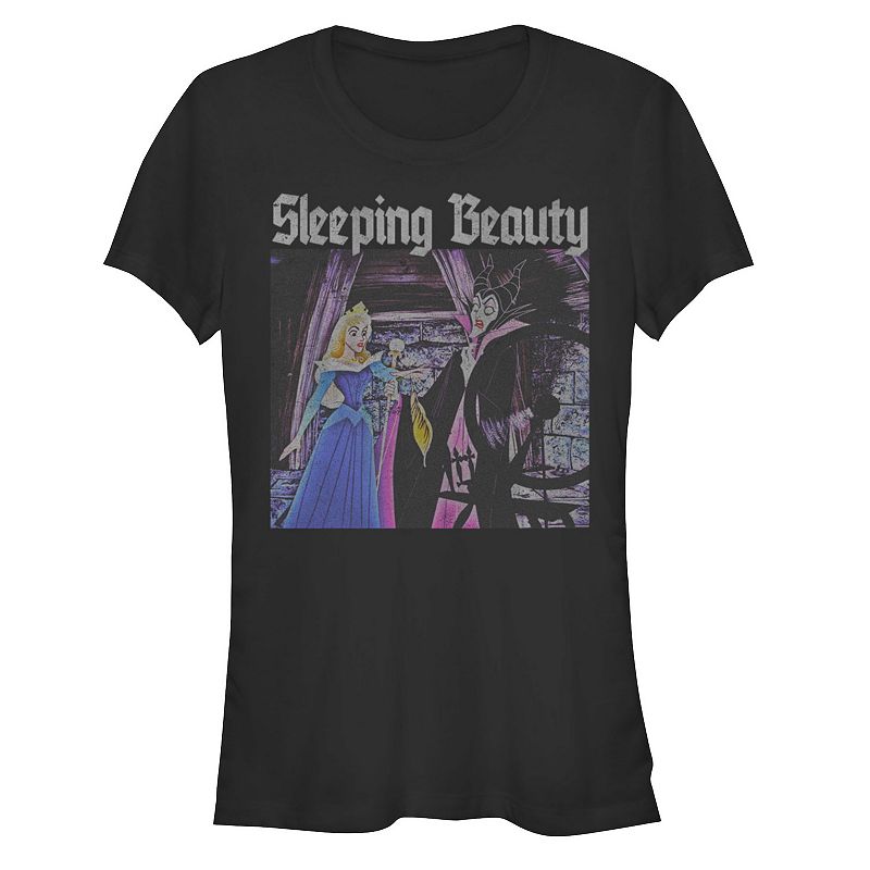 Disney's Juniors' Sleeping Beauty Aurora Maleficent Enchanted Spindle Fitted Tee, Girl's,
