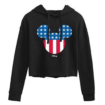 Disney's Mickey Mouse Juniors' Silhouette Flag Cropped Hoodie