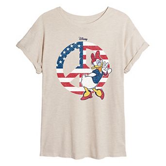 Disney's Daisy Duck Juniors' Peace Flowy Tee