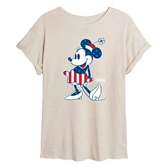 Disney's Minnie Mouse Juniors' Flag Pattern Oversized Tee