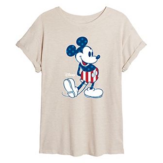 Disney's Mickey Mouse Juniors' Flag Pattern Oversized Tee