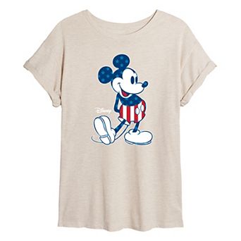 Disney's Mickey Mouse Juniors' Flag Pattern Oversized Tee