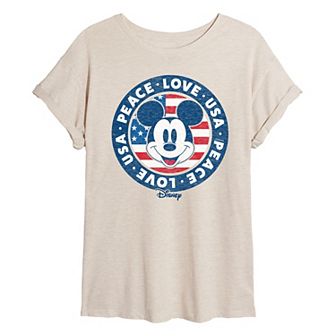 Disney's Juniors' Peace Love USA Oversized Tee