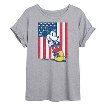 Disney's Mickey Mouse Juniors' American Flag Oversized Tee