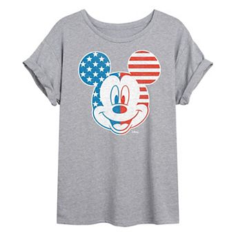 Disney's Mickey Mouse Juniors' Stars & Stripes Oversized Tee