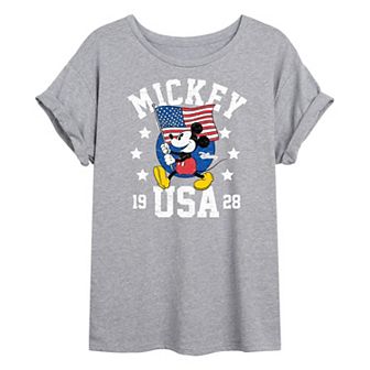 Disney's Mickey Mouse Juniors' Waving Flag Oversized Tee