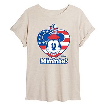 Disney's Minnie Mouse Juniors' Flag Heart Oversized Tee