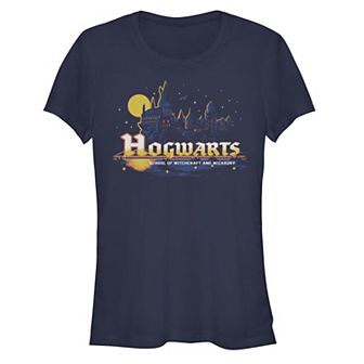 Juniors' Harry Potter Hogwarts Moonlight Portrait Fitted Tee