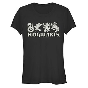 Juniors' Harry Potter Hogwarts House Icons Line Up Fitted Tee