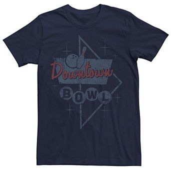 Men's Downtown Bowl Bowling Sign Stars Graphic Tee