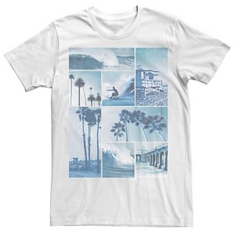 Men's Beach Boxes Pier Waves Surfer Palm Trees Lifeguard Graphic Tee
