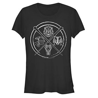 Juniors' Harry Potter Hogwarts House Symbols Fitted Tee