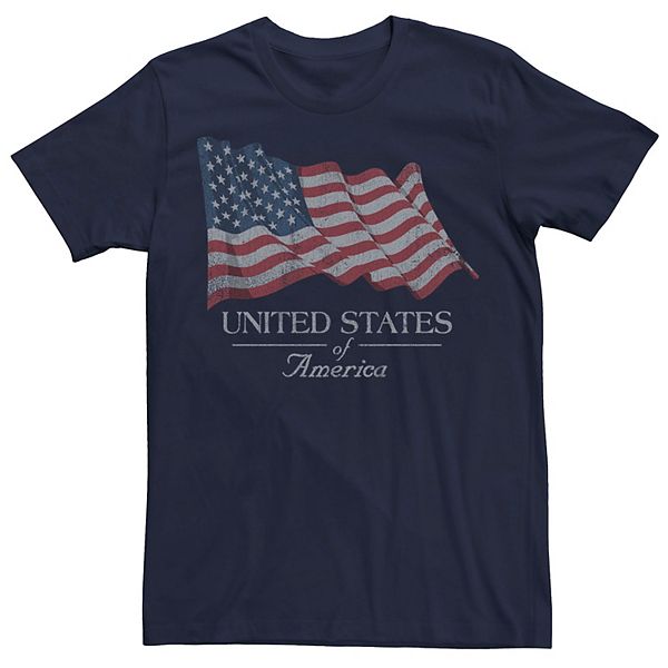 Men's United States of America Waving Flag Distressed Graphic Tee