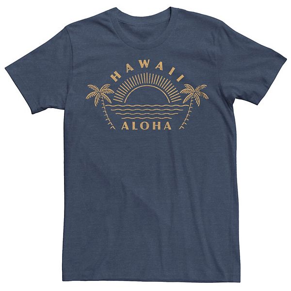 Men's Hawaii Aloha Sunrise Beach Palm Trees Graphic Tee