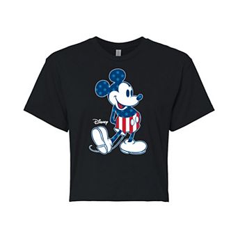 Disney's Mickey Mouse Juniors' Flag Pattern Cropped Tee
