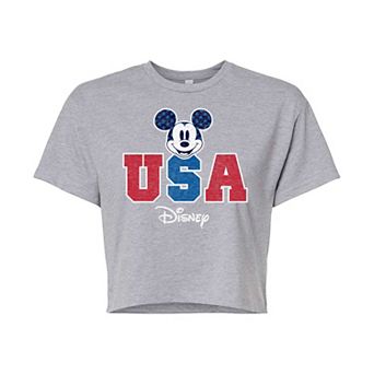 Disney's Juniors' USA Mickey Cropped Tee